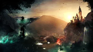 Angel And Castle Fantasy Art Wallpaper