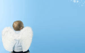 Angels In Heaven Baby Blue Background Wallpaper