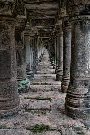 Angkor Wat Pillars Phone Wallpaper