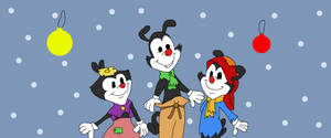 Animaniacs Warners In Christmas Snow Wallpaper