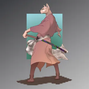 Animated Cat Samurai Wallpaper