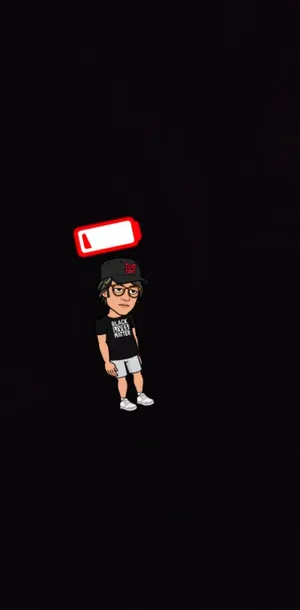 Animated Character With Low Battery Wallpaper