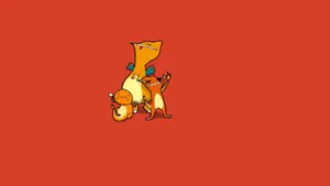 Animated Dinosaur Character Orange Background Wallpaper