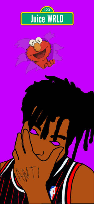 Animated Juice Wrld With Elmo Wallpaper