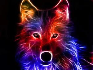 Animated Neon Wolf Wallpaper
