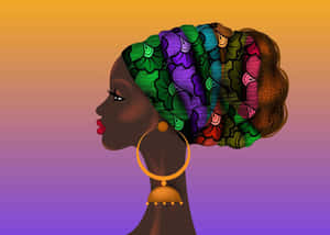 Animated Nigerian Woman Floral Gele Wallpaper