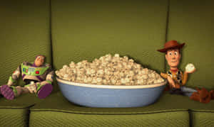 Animated Popcorn Movie Night Wallpaper