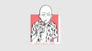 Animated Saitama's Comical Expression Wallpaper