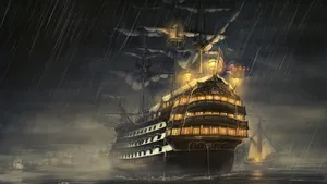 Animated Vintage Ship Wallpaper