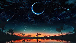 Animation Anime Shooting Stars Eclipse Wallpaper