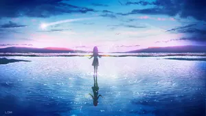 Anime Aesthetic Girl On Water Wallpaper