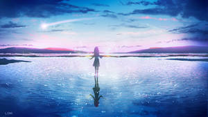 Anime Aesthetic Girl On Water Wallpaper