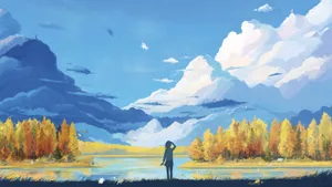 Anime Art Girl Looking Sky Wallpaper