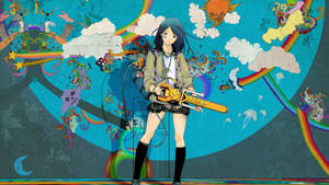 Anime Art Girl With Graffiti Wallpaper