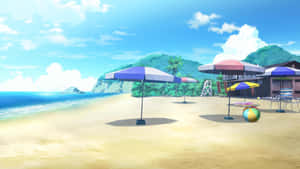 Anime Beach Mountains Wallpaper