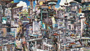 Anime City Modern World Art Wallpaper
