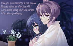 Anime Couple Embrace Happiness Wallpaper