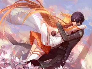 Anime Couple Hug Students Wallpaper