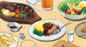 Anime Delicious Feast Wallpaper