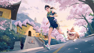 Anime Dog Running Wallpaper