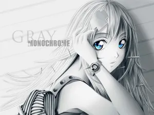 Anime Drawing Girl With Blue Eyes Wallpaper