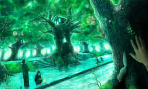 Anime Forest Tree House Wallpaper