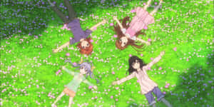 Anime Friends Enjoying Springtime Wallpaper