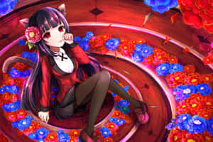 Anime Girl Among Flowers Wallpaper