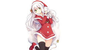 Anime Girl Christmas One Leg Up Wallpaper