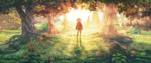 Anime Girl In A Forest Wallpaper