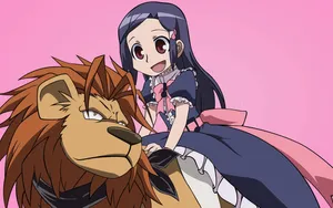 Anime Girl Riding Lion Wallpaper