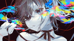 Anime Girl Smoking Rainbow Wallpaper