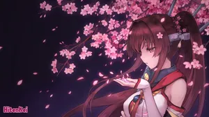 Anime Girl Under Sakura Tree Wallpaper