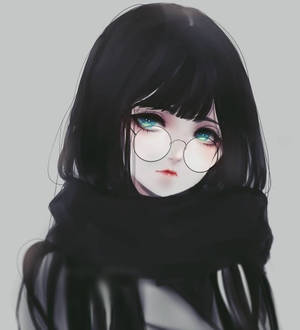 Anime Girl With Glasses Emo Pfp Wallpaper