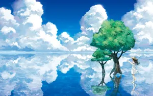 Anime Landscape Mirroring Lake Wallpaper