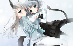 Anime Lesbian Cat Couple Wallpaper