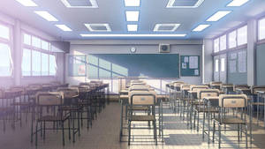 Anime School Scenery Empty Classroom Wallpaper