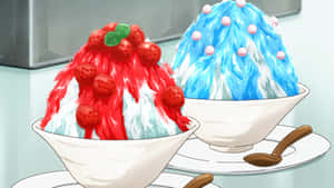 Anime Shaved Ice Dessert Duo Wallpaper