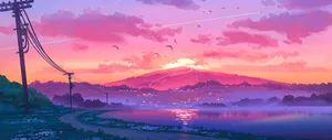 Anime Sunset Aesthetic Art 2560x1080 Wallpaper