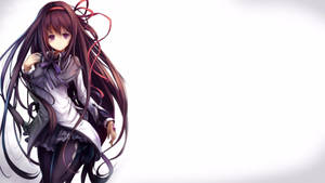 Anime Waifu Long Hair School Uniform White Aesthetic Wallpaper