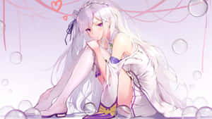 Anime White: A Picturesque Snow-covered Landscape And A Silhouette In The Sunset Wallpaper