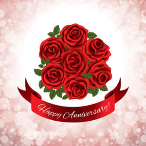 Anniversary Bouquet Of Red Roses Wallpaper
