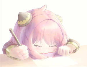 Anya Forger Sleeping On A Desk Wallpaper