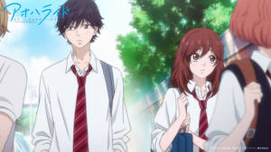 Ao Haru Ride Blushing Couple Wallpaper