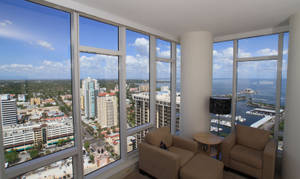 Apartment With White Grid Window Wallpaper