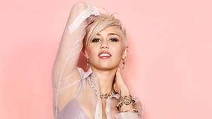 Appealing Miley Cyrus In Pink Wallpaper