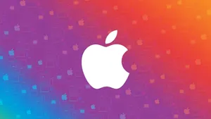 Apple Logo In Colorful Background Wallpaper