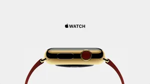 Apple Watch Gold Bezel Red Crown Wallpaper