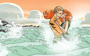 Aquaman And Mera Kissing Wallpaper