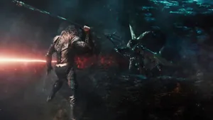Aquaman Fighting Parademons Wallpaper